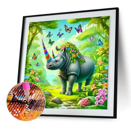 Forest Rhino - Full Round Drill Diamond Painting 30*30CM