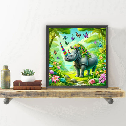 Forest Rhino - Full Round Drill Diamond Painting 30*30CM