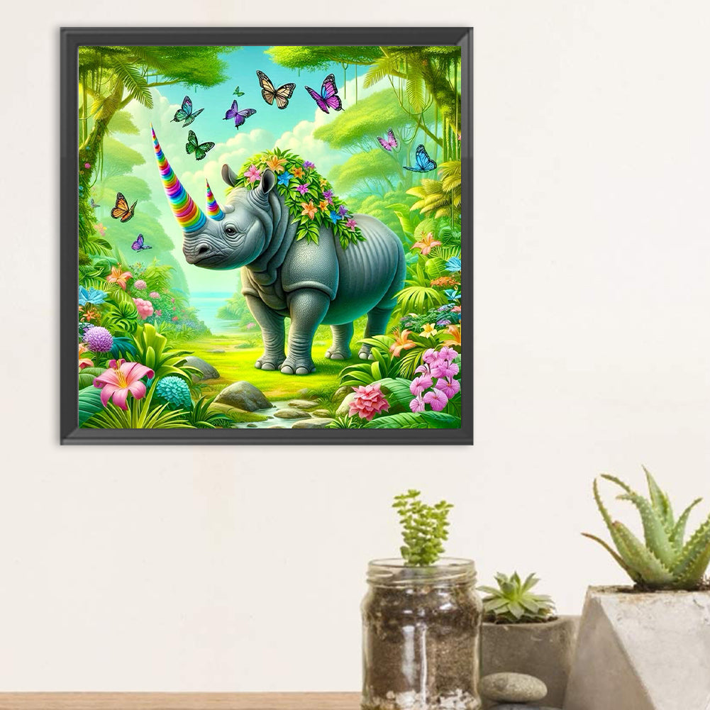 Forest Rhino - Full Round Drill Diamond Painting 30*30CM