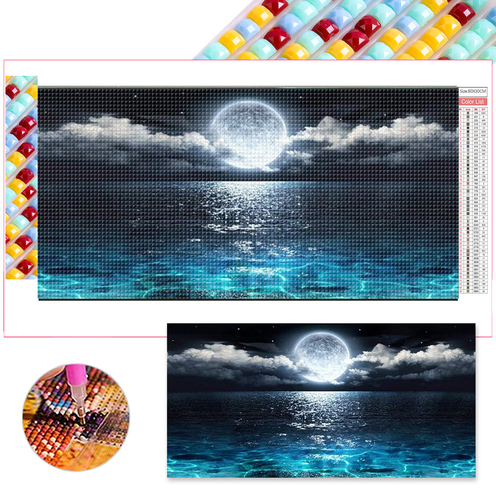 Sunrise At Sea At Night - Full Square Drill Diamond Painting 80*40CM
