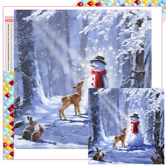 Deer And Snowman - Full Square Drill Diamond Painting 40*40CM