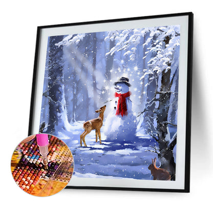 Deer And Snowman - Full Square Drill Diamond Painting 40*40CM