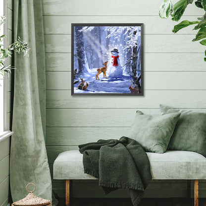Deer And Snowman - Full Square Drill Diamond Painting 40*40CM