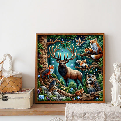 Reindeer Animal World - Full Round Drill Diamond Painting 40*40CM