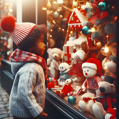 Christmas Window Kids - Full Round Drill Diamond Painting 30*30CM