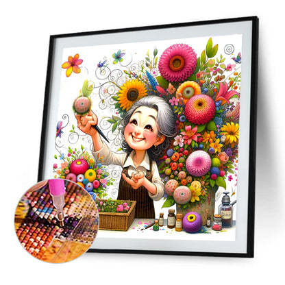 Happy People And Flowers - Full Round Drill Diamond Painting 40*40CM