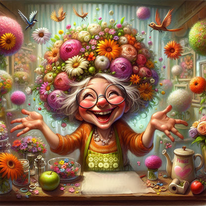 Happy People And Flowers - Full Round Drill Diamond Painting 40*40CM