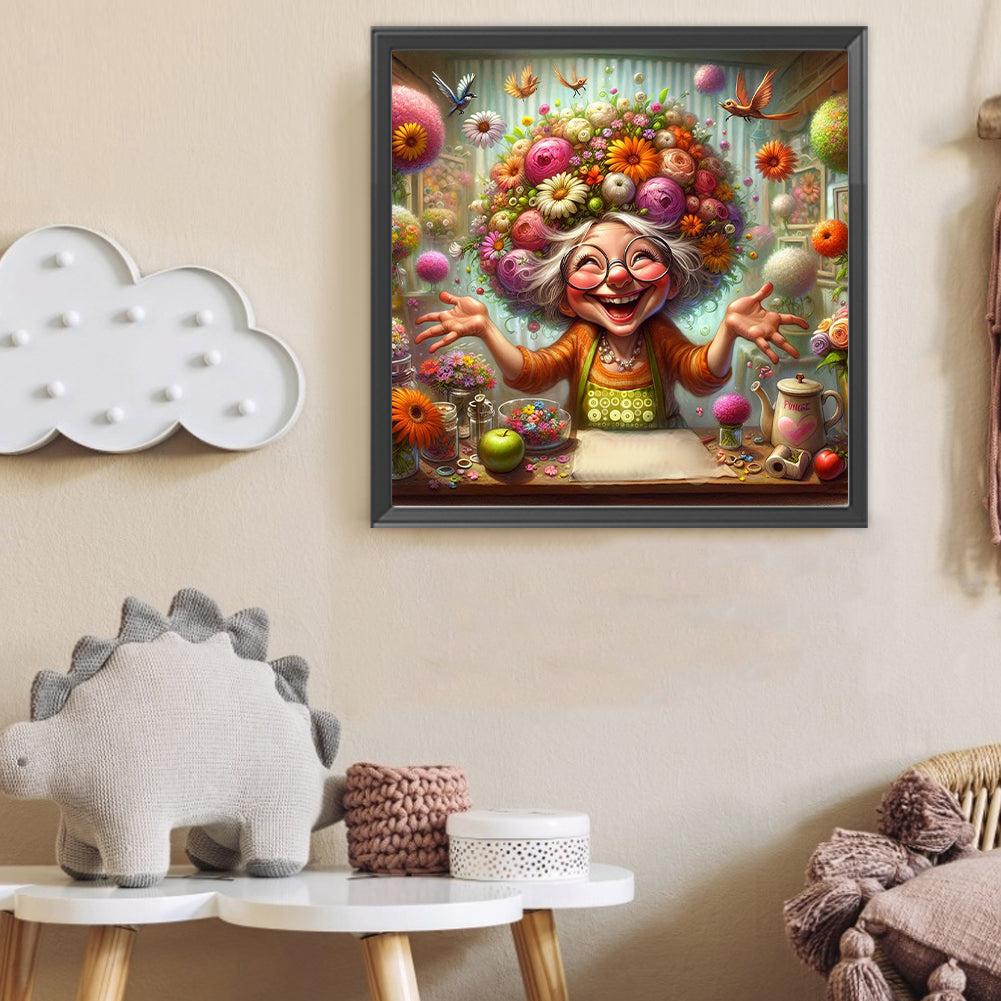 Happy People And Flowers - Full Round Drill Diamond Painting 40*40CM