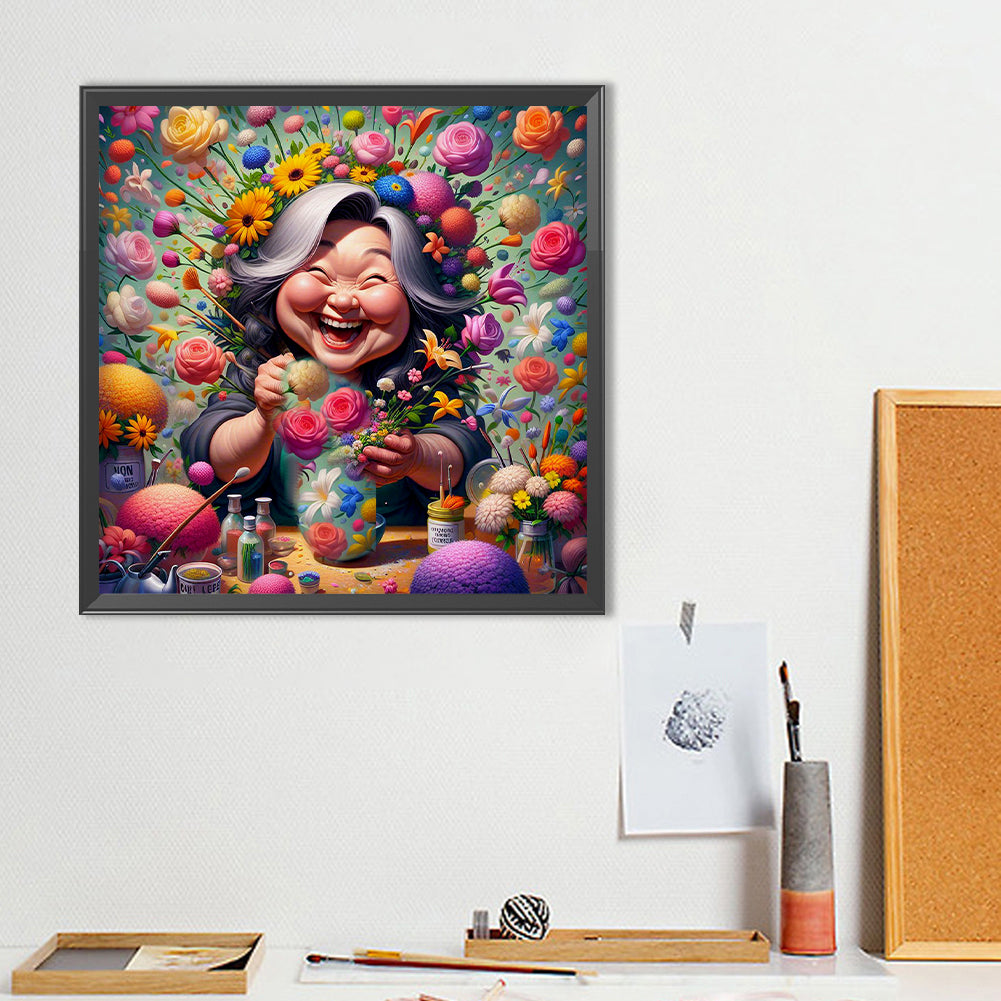 Happy People And Flowers - Full Round Drill Diamond Painting 40*40CM