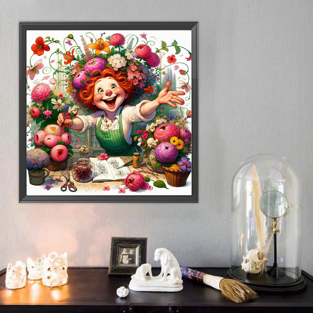Happy People And Flowers - Full Round Drill Diamond Painting 40*40CM