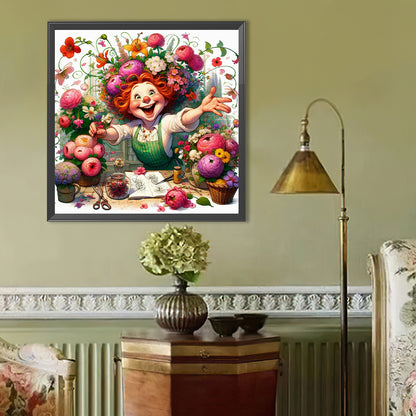 Happy People And Flowers - Full Round Drill Diamond Painting 40*40CM