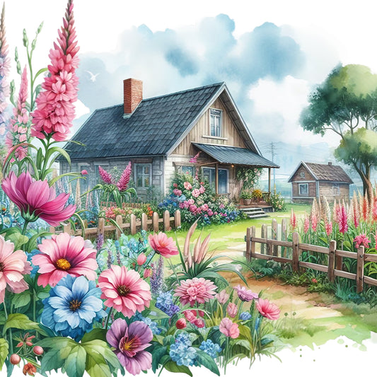 Garden Hut - Full Round Drill Diamond Painting 40*40CM