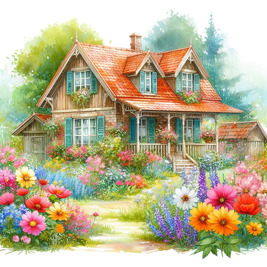 Garden Hut - Full Round Drill Diamond Painting 40*40CM