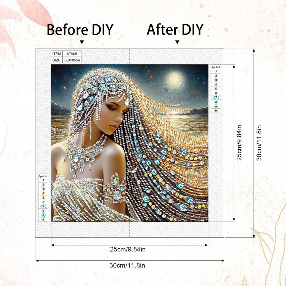 Gorgeous And Elegant Lady - Special Shaped Drill Diamond Painting 30*30CM