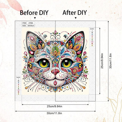 Mandala Cat - Special Shaped Drill Diamond Painting 30*30CM