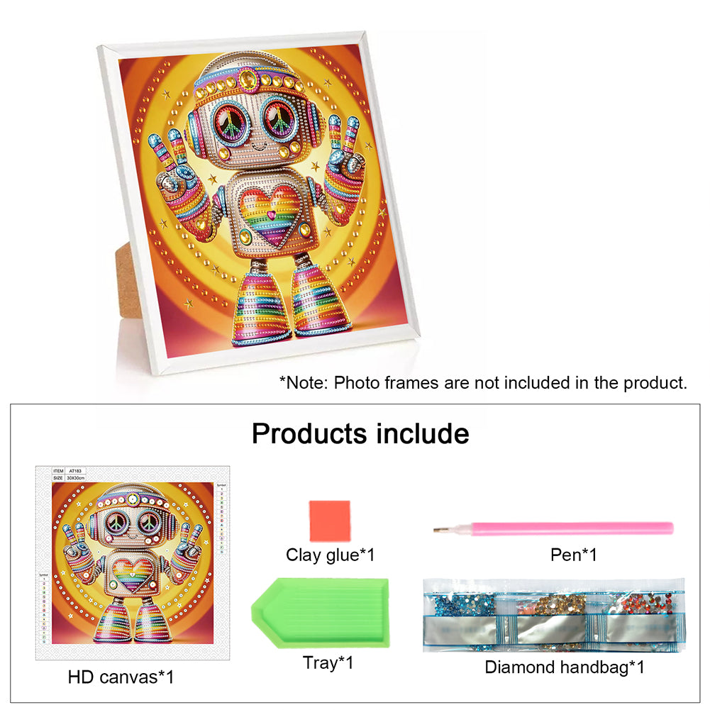 Cute Robot - Special Shaped Drill Diamond Painting 30*30CM