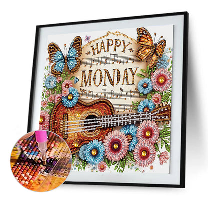 Notes Guitar Flowers - Special Shaped Drill Diamond Painting 30*30CM