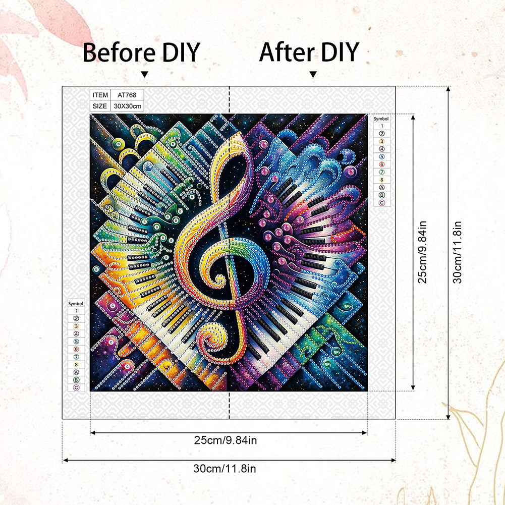 Piano Notes - Special Shaped Drill Diamond Painting 30*30CM
