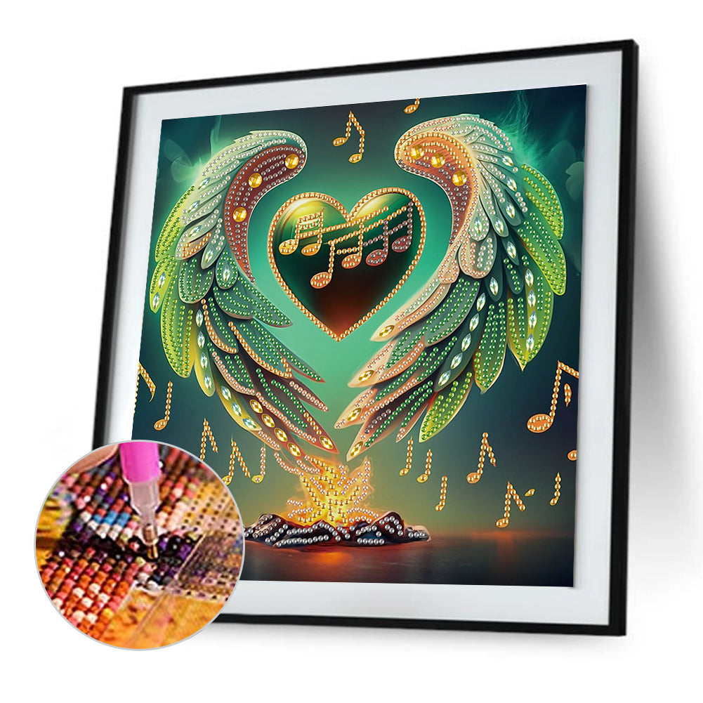 Notes With Heart Wings - Special Shaped Drill Diamond Painting 30*30CM