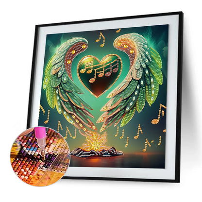 Notes With Heart Wings - Special Shaped Drill Diamond Painting 30*30CM