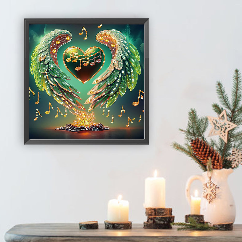 Notes With Heart Wings - Special Shaped Drill Diamond Painting 30*30CM