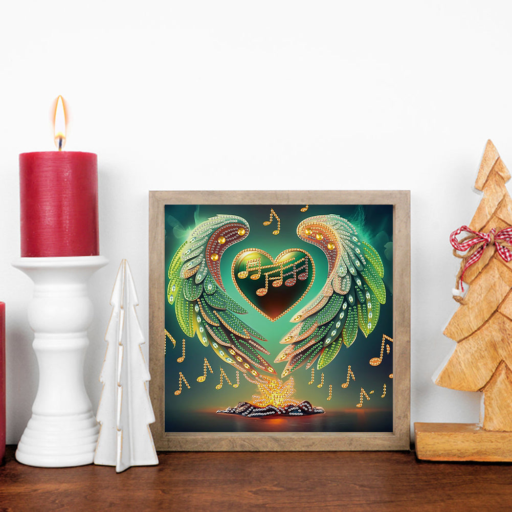 Notes With Heart Wings - Special Shaped Drill Diamond Painting 30*30CM