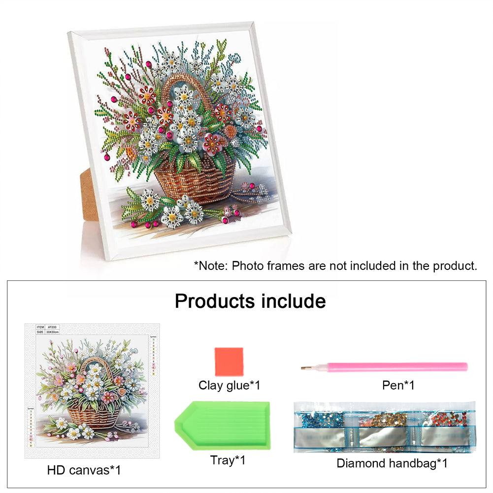 Bouquet Basket - Special Shaped Drill Diamond Painting 30*30CM