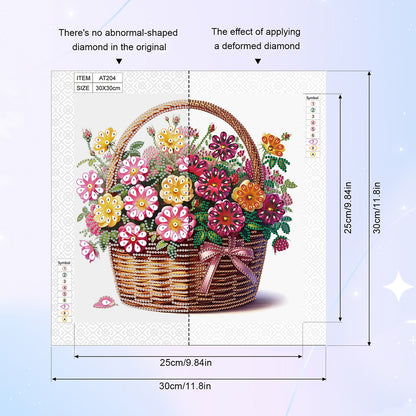 Bouquet Basket - Special Shaped Drill Diamond Painting 30*30CM