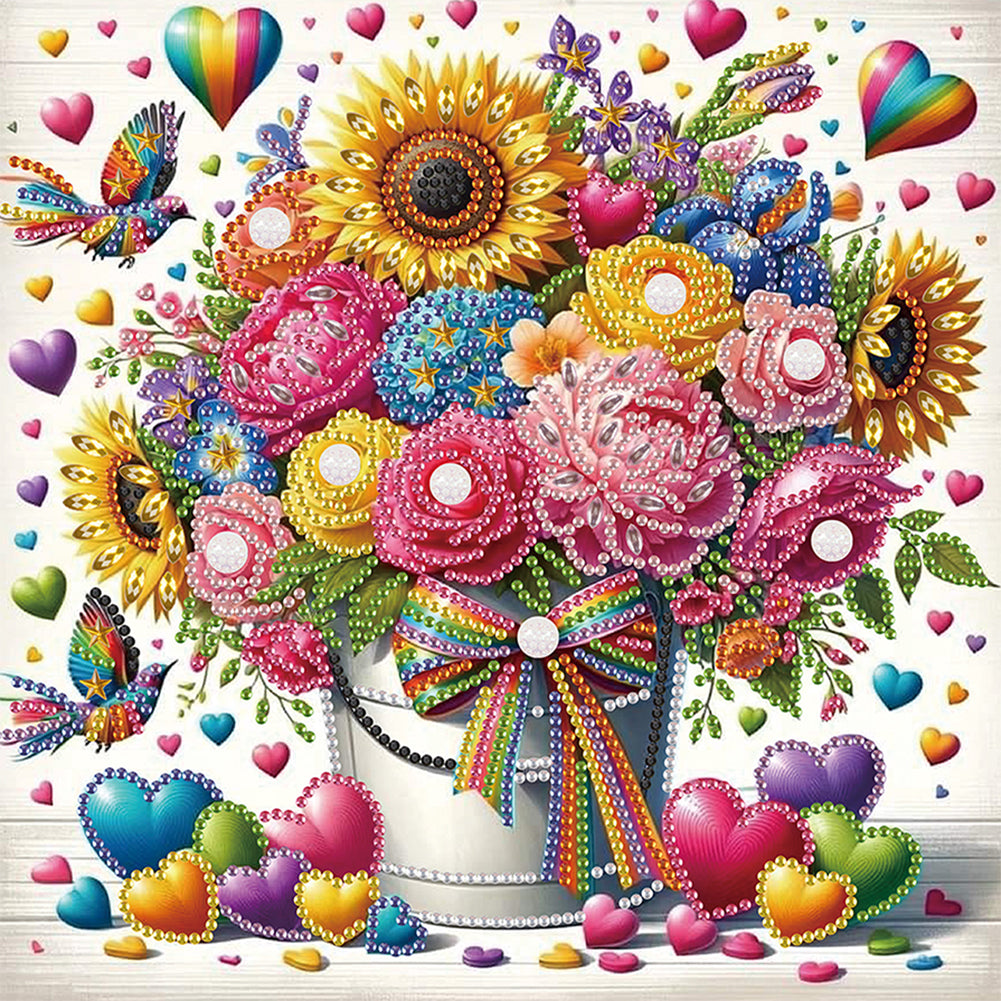 Bouquet Basket - Special Shaped Drill Diamond Painting 30*30CM