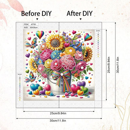 Bouquet Basket - Special Shaped Drill Diamond Painting 30*30CM