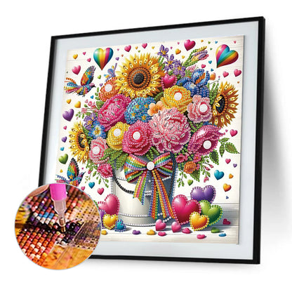 Bouquet Basket - Special Shaped Drill Diamond Painting 30*30CM
