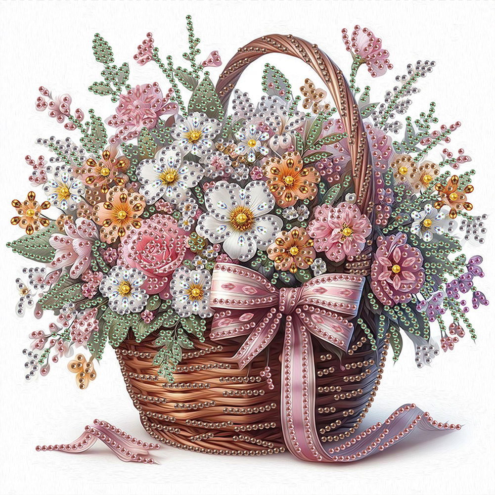 Bouquet Basket - Special Shaped Drill Diamond Painting 30*30CM