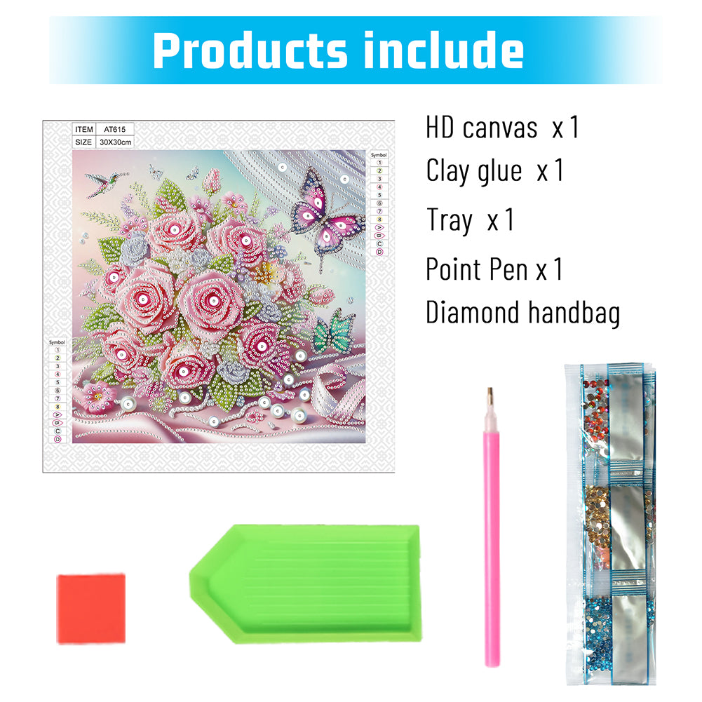 Flower Cluster - Special Shaped Drill Diamond Painting 30*30CM