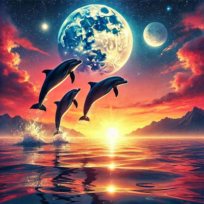 Ocean Under The Moonlight - Full Square Drill Diamond Painting 30*30CM