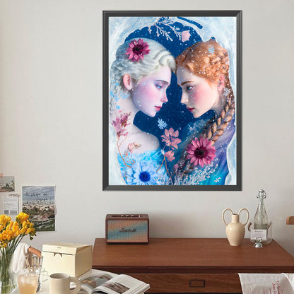 Wolf Flower Angel Elf Girl Princess Elsa - Full Round Drill Diamond Painting 40*50CM