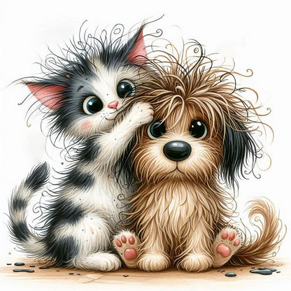 Kittens And Puppies - Full Round Drill Diamond Painting 30*30CM
