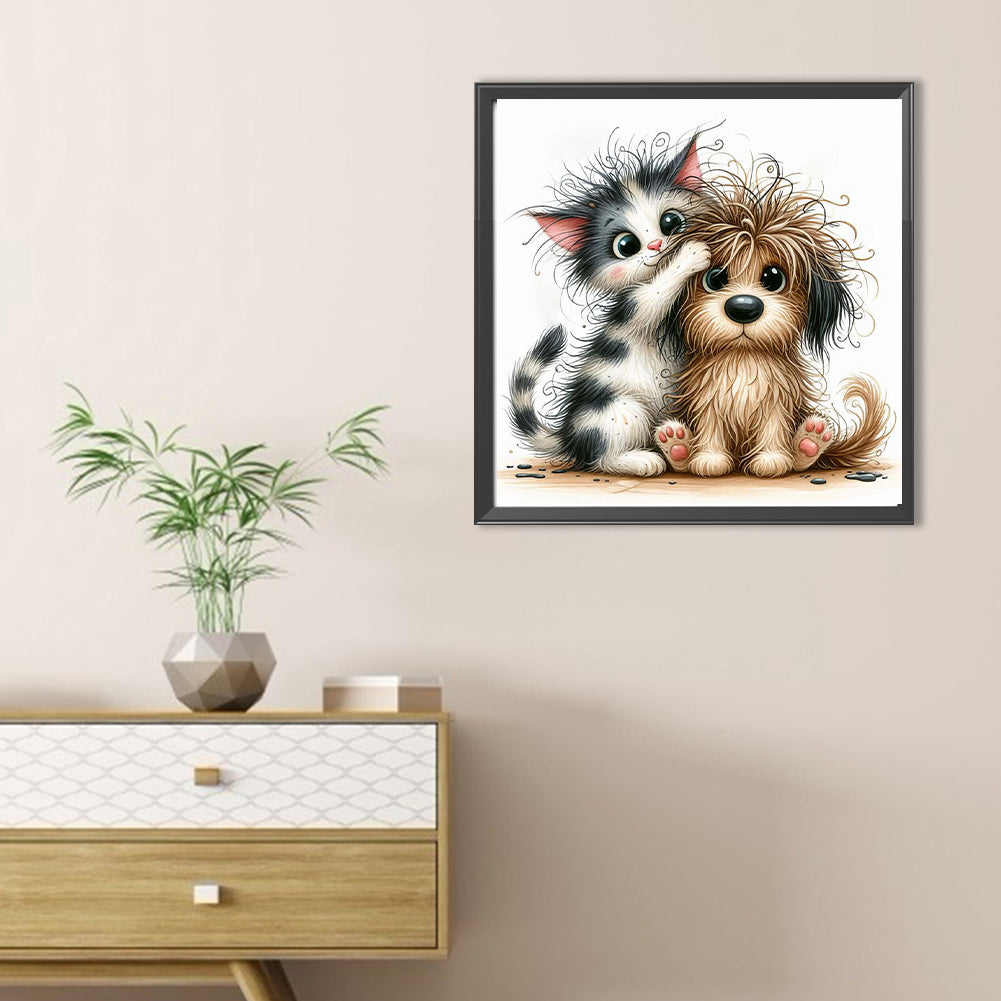 Kittens And Puppies - Full Round Drill Diamond Painting 30*30CM