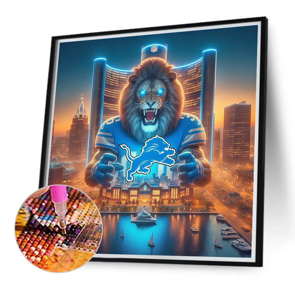 Detroit Lions Lion - Full Round Drill Diamond Painting 40*40CM