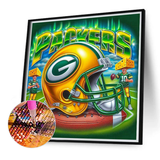 Green Bay Packers Helmet - Full Round Drill Diamond Painting 40*40CM