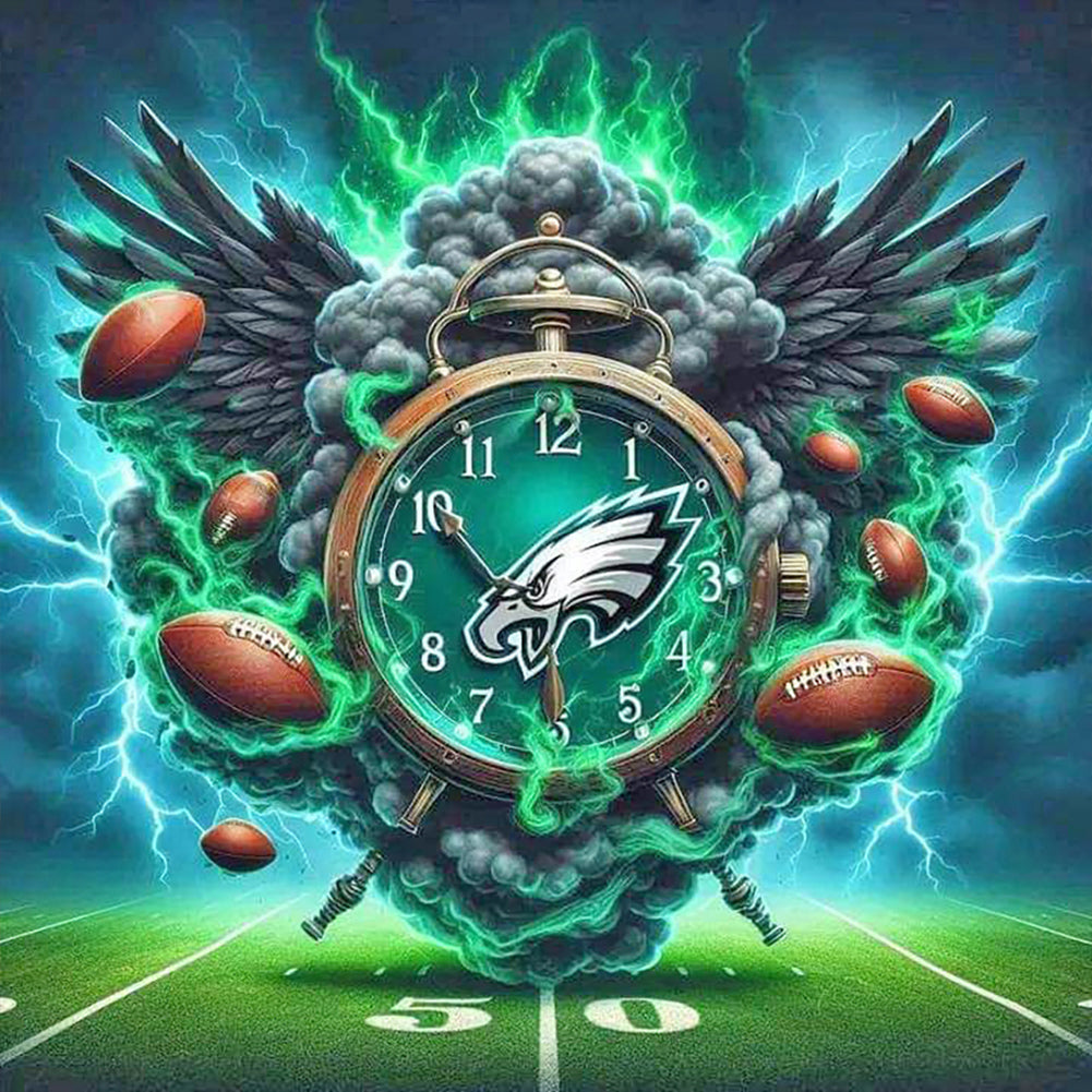 Philadelphia Eagles Clock - Full Round Drill Diamond Painting 40*40CM