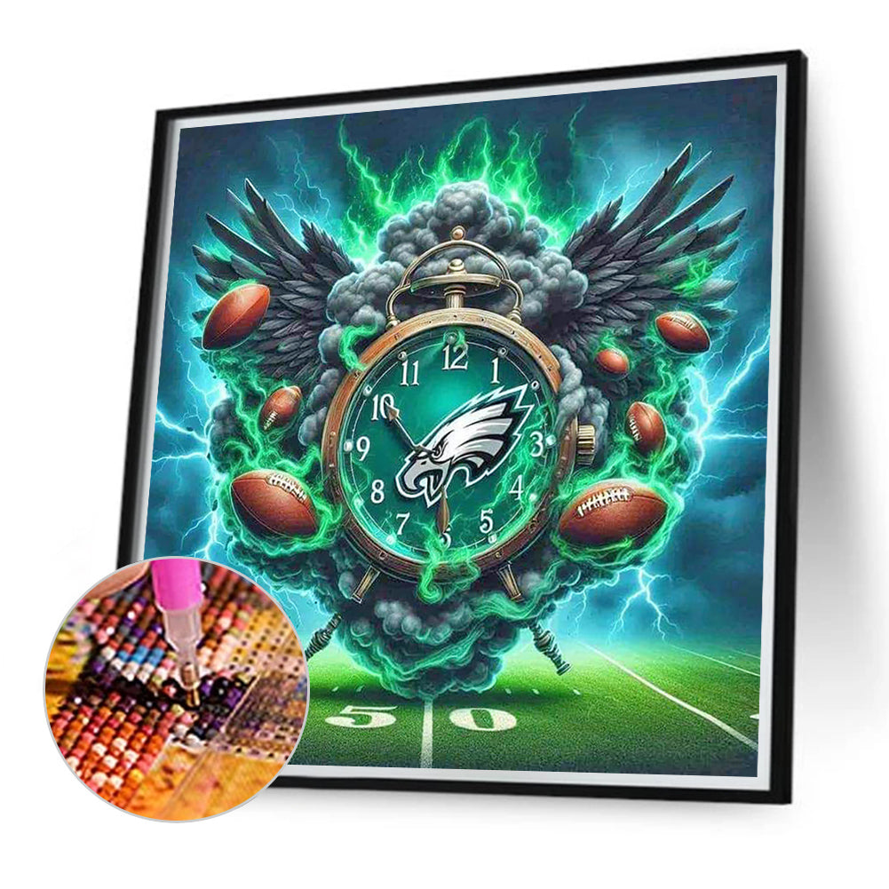 Philadelphia Eagles Clock - Full Round Drill Diamond Painting 40*40CM