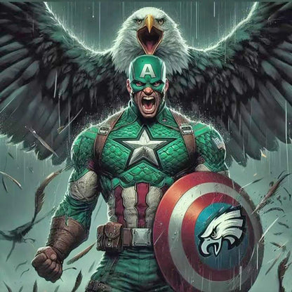 Philadelphia Eagles Captain America - Full Round Drill Diamond Painting 40*40CM