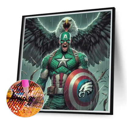 Philadelphia Eagles Captain America - Full Round Drill Diamond Painting 40*40CM