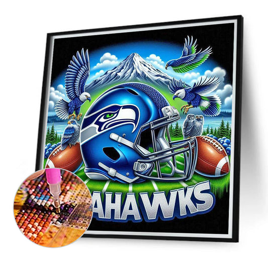 Seattle Seahawks Helmet - Full Round Drill Diamond Painting 40*40CM