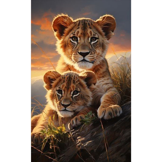 Lion - Full Round Drill Diamond Painting 40*65CM
