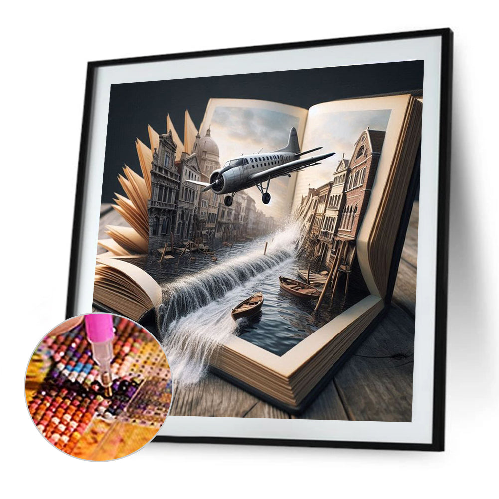 Water City In The Book - Full Round Drill Diamond Painting 50*50CM