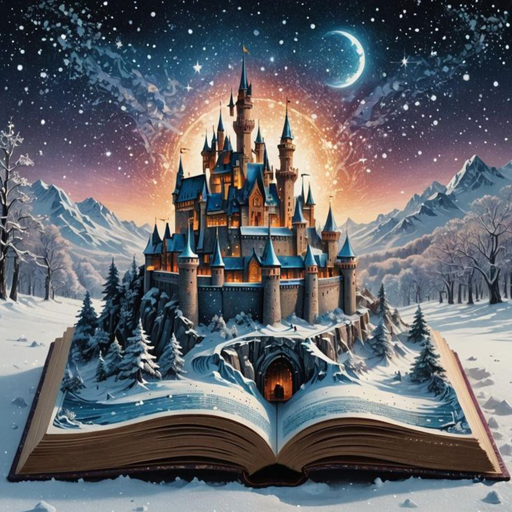 Snow Castle In The Book - Full Round Drill Diamond Painting 50*50CM