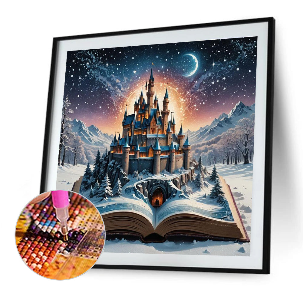 Snow Castle In The Book - Full Round Drill Diamond Painting 50*50CM