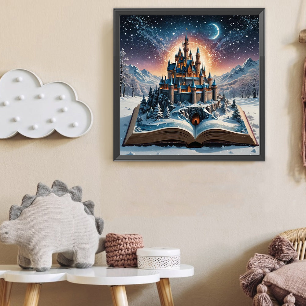 Snow Castle In The Book - Full Round Drill Diamond Painting 50*50CM