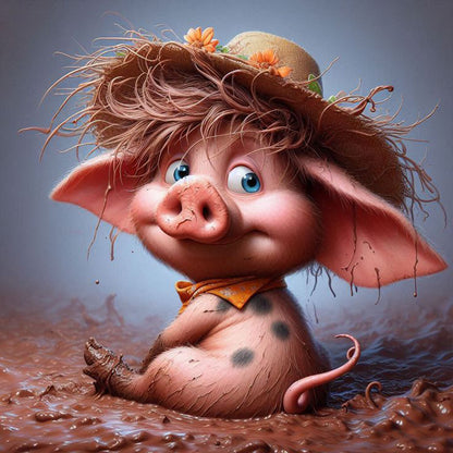 Pig - Full Round Drill Diamond Painting 40*40CM